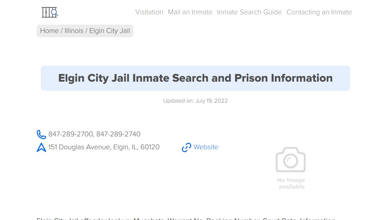 Elgin City Jail Inmate Search, Visitation, Phone no ...